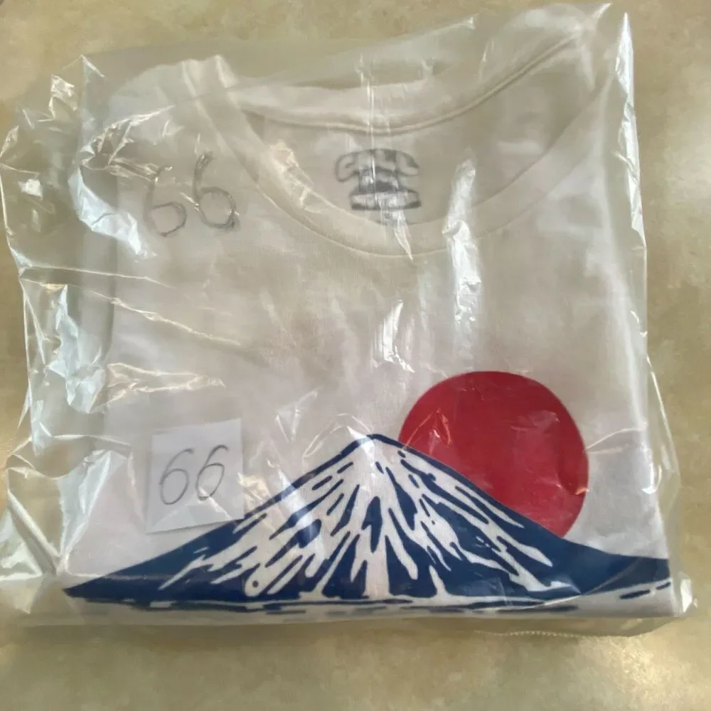 Call Your Mother Mens Graphic T-Shirt White Mount Fuji Japan Sun Size M Top